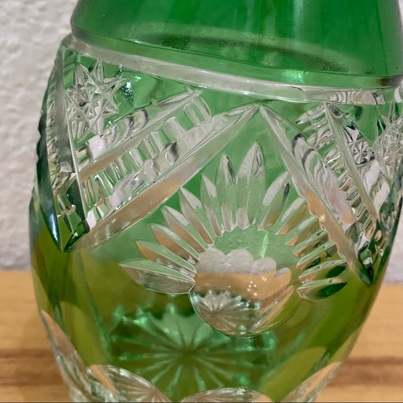 Vintage Handarbeit Nachtmann Bleikristall Bohemian Green Cut to Clear Decanter - Picture 6 of 13